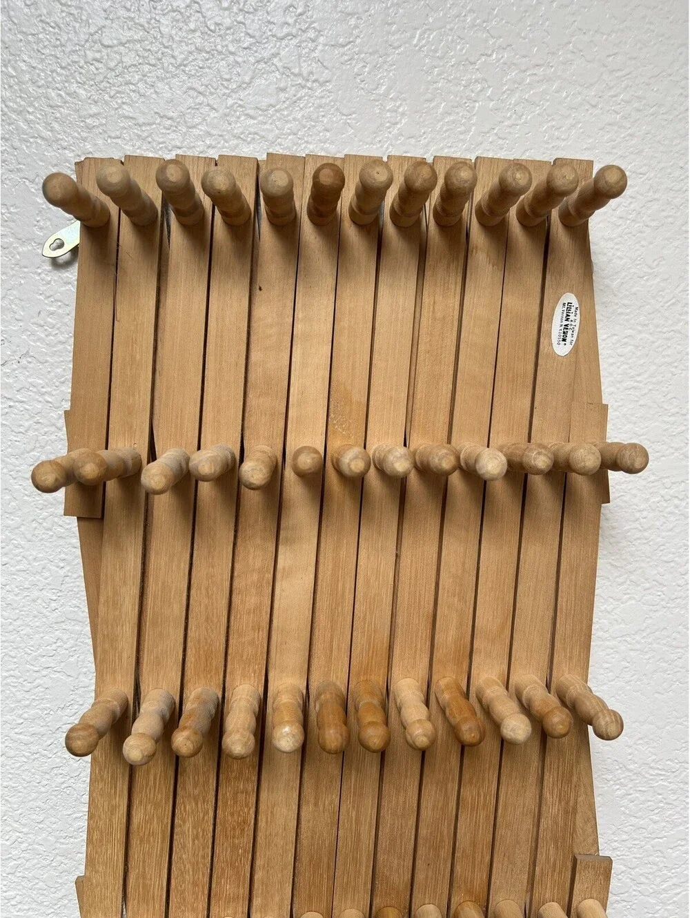 Vintage Lillian Vernon 87 Peg Accordian Wooden Wall Rack